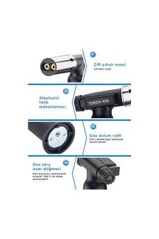 Hainz Köln Bs-850 Pürmüz Torch Çift Çıkışlı Bütan Gaz Kırmızı