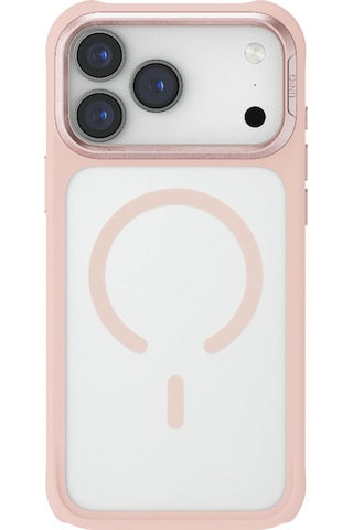 Apple Uyumlu iPhone  17 Pro Max Kılıf Veren Serisi Buzlu Transparan Hassas Ve Şık Tonlama Koruyucu Magsafe Kapak Pembe