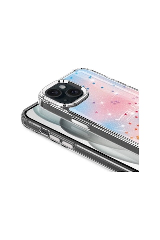 Apple Uyumlu iPhone 15 Plus Kılıf Simli Desenli Parlak Task Kılıf