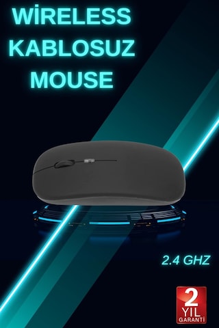 Siyah Wireless Kablosuz Sessiz Mouse Bluetooth Bağlantılı Diğer