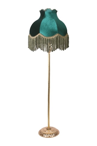 Gold Metal Ayak Hürrem Renk Kadife Kaplı Lambader Vintage