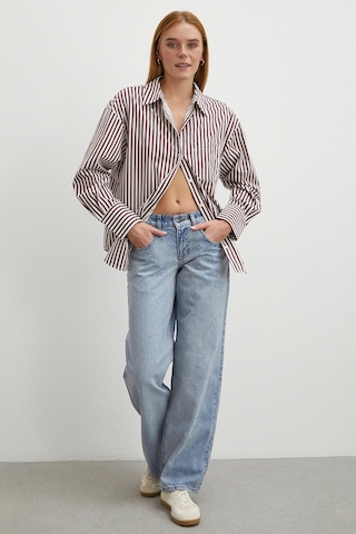 Never More Düşük Bel Wide Leg Jean Mavi Mavi