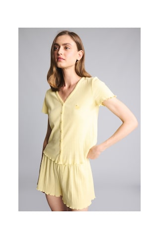 Defacto Regular Fıt Kısa Kollu Pijama Takımı H7072ax26smyl83 Sarı-yl83