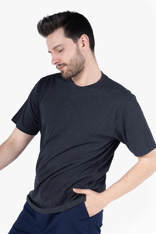 T-shirt Bisiklet Yakalı İş Tişörtü Antrasit Melanj