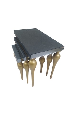 Zigon TOMBUL ayak Model Kayın Torna MDF tabla Parlak gold Boya İskelet Füme cam Kaplama El Yapım