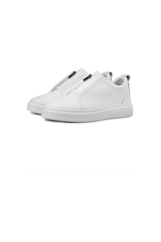 Ducavelli Ventu Erkek Hakiki Deri Sneaker, Fermuarlı Sneaker, Hakiki Deri Sneaker, Erkek Sneaker Beyaz