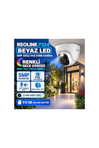 P324 Beyaz Led 5mp Akıllı Poe Dome Güvenlik Kamerası P324 Beyaz Led 5mp Akıllı Poe Dome Güvenlik Kamerası