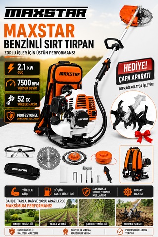 Maxstar MSSBT52C 52CC 2.1KW Benzinli Sırt Tırpanı