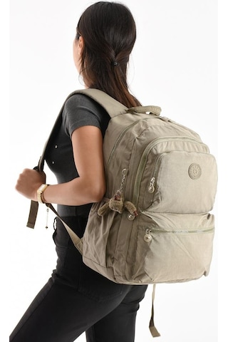 Baginn Unisex Kadın Sırt Çantası Gümlük Kullanıma Uygun Büyük Boy Seyahat Çantası 43 30 Cm Okul Çantası Bej