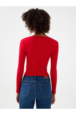 Slim Fit Kadın Bluz U.kol Kırmızı