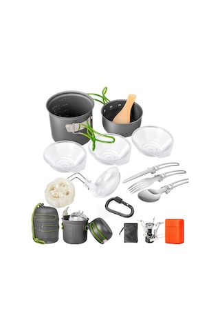 Hallow Kamp Taşınabilir Tencere Seti Yeşil