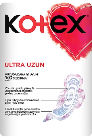 Kotex Ultra Hijyenik Ped Süper Ekonomik Uzun 18'li 2 Adet