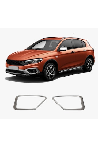 Fiat Egea Cross Uyumlu 2016 Ve Üzeri Krom Sis Çerçevesi 2 Parça Paslanmaz  Çelik