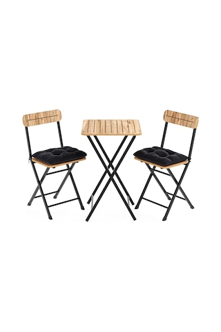 Bistro Takım Minderli Bahçe Masa Sandalye Çam 1401 Kahverengi