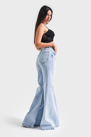 it's basic Kadın Kot Rengi 4s5-3 Mry Flare Fit Bol Paça %100 Koton İç Boy 83cm Denim Jean Mavi