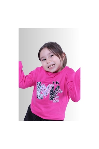 Panios Kids Kız Çocuk Baskılı T-shirt Pembe
