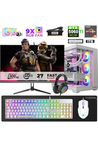 Xaser Star X300 R5-7500F 16 GB 1 TB SSD 8 GB RTX5060Tİ 27" Dos NVME Masaüstü Oyuncu Bilgisayarı