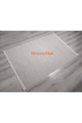 Motto Plain Beige Yumuşak Tuşeli Örgü Dokuma Modern Makine Halısı