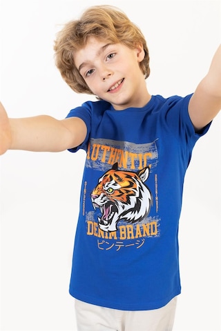 Brz Kıds Brz Kids Kaplan Baskılı Erkek Çocuk Kısa Kollu T-shirt-mavi Mavi