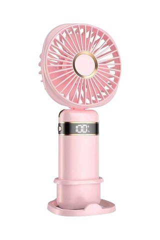 Yingfu Küçük Şarj Edilebilir Pembe Mini Fan, Kısa Pil Kablosu, Hafif Taşınabilir