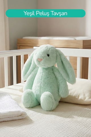 Yumuşacık Peluş Tavşan Hediyelik Bebek Uyku Ve Oyun Arkadaşı 45 Cm Oyuncak Yeşil