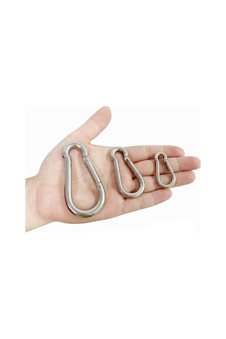 Karabina 10 Adet Düz Yaylı Kanca Anahtarlık Tırmanış Kancası 8x80 mm