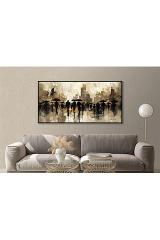 Yağlı Boya Dokulu Tablo Modern Soyut İnsanlar Siyah Çerçeveli U05005-178957