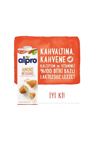 Alpro Şekersiz Badem İçeceği 1 Lt X 6 Adet