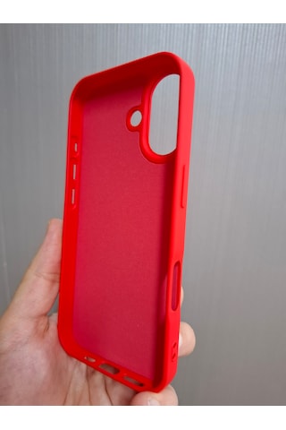 Apple Uyumlu iPhone 17 Logolu İçi Kadife Silikon Lansman Kılıf Kırmızı