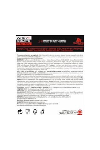 Mustang Nutrition Core+ Series Isolate Whey Protein Tozu 1800 Gr 60 Servis Çilekli Pasta + Shaker + Protein Kahve Hediyeli