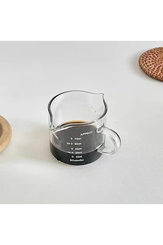 Ranyeek Cam Kafe Süt Ölçü Kasesi - Ahşap Saplı, Ölçü Çizgili, Ev Kullanıma İdeal Sütluk Diğer