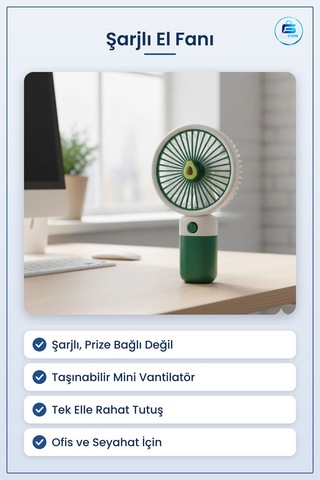 Şarjlı El Fanı Taşınabilir Mini Vantilatör Kişisel Serinletici Of
