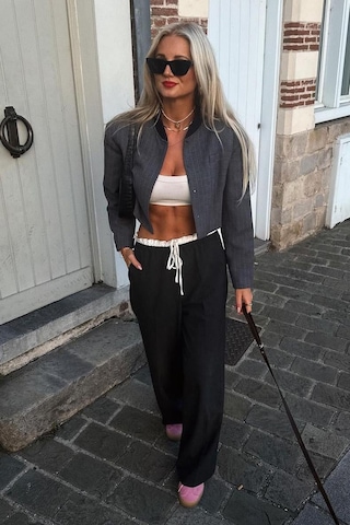 Madmext Siyah Çift Bel Bantlı Wide Leg Kadın Pantolon Mg2551 Siyah