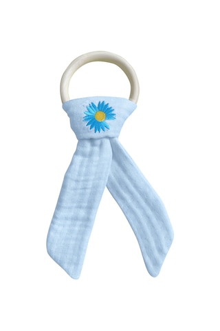 Pamuk Muslin Bebek Diş Kaşıyıcı Yıkanabilir Ahşap Desenli Mvi Mavi