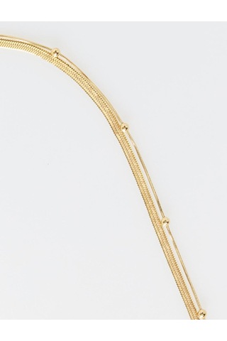Jimmy Key Jimmy Key Altın Rengi Çok Zincirli Yuvarlak Metal Detaylı Çelik Kolye 6sw425659150
