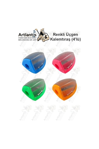 Kalemtraş 4 Adet Hazneli Standart Kalem Açacağı Plastik Kalemtıraş Fixpoint P-6027 Kalem Traş