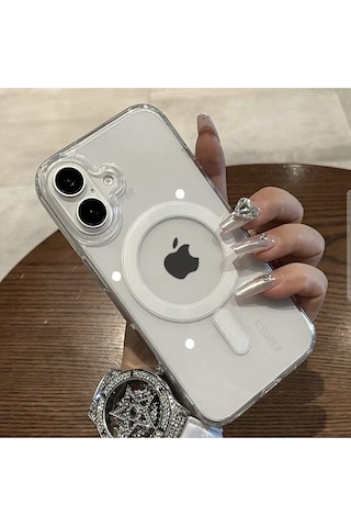 Apple Uyumlu iPhone 16 Magsafe Kablosuz Şarj Destekli Şeffaf Kılıf