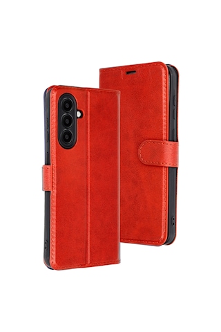 Flzdgnkr Newface Samsung Galaxy A56 Kılıf Trend S Plus Kapaklı Kılıf - Kırmızı Flzdgnkr Newface Samsung Galaxy A56 Kılıf Trend S Plus Kapaklı Kılıf - Kırmızı