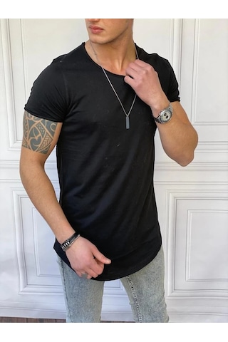 Modefendi Slim Fit Oval Kesim Pamuk Basic Tshırt Siyah
