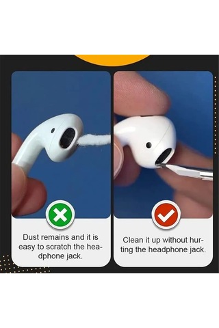 Skycity Beyaz Bluetooth Kulaklık Temizleme Kalemi - 3'lü Fonksiyonlu Fırça+metal Uç+yün - Airpods, Xiaomi, Huawei Uyumlu