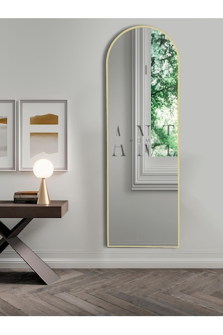 Dekoratif Ayna Oval Boy Ayna Duvar Aynası 180x60 Cm 180 X 60 Gold Antno25g Gold