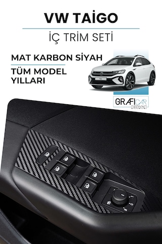 Volkswagen Taigo Uyumlu İç Trim Folyo Set / Mat Karbon Siyah