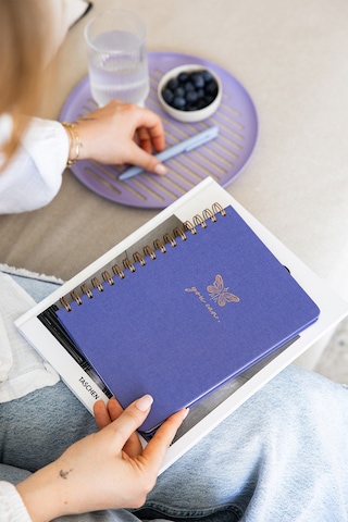 A5 Spiralli Sert Kapak Keten Kareli Tarihsiz Not Defteri Lila Lila