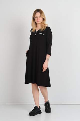 Sistas Kadın V Yaka Süs Cepli Truvakar Kol Elbise 24444 Siyah Siyah