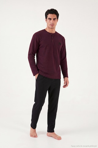 Buratti Yumuşak Dokulu Düğmeli Bisiklet Yaka Pijama Takımı Erkek Pijama Takımı 6575011 Bordo