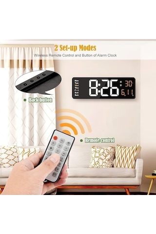 Trendooze Uzaktan Takvim, Sıcaklık, Saati, Saat, Led Kumanda İnç Duvar Dijital Camgöbeği Camgöbeği Çalar 16 12/24h, Tf Camgöbeği