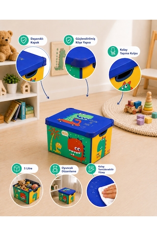 Style Box Dude Desenli 5 L Dekoratif Saklama Kutusu Çok Renkli