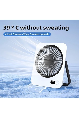 Xuweiwei Taşınabilir Usb Şarj Edilebilir Yeşil Masaüstü Fanı Sessiz Çalışma 39 C Soğutma 4 Yapraklı Avrupa Kanat Tasarımı Ofis Seyahat İçin