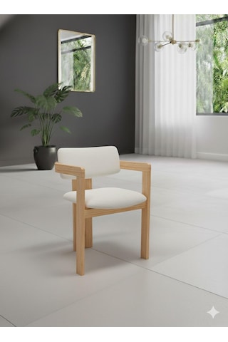 Noıre Ahşap Modern Yemek Masası 6 Kişilik Yemek Masa Takımı Naturel Beyaz