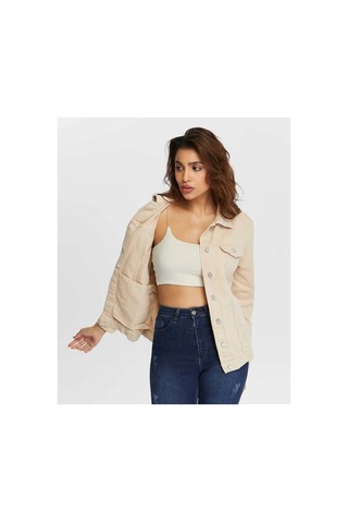 Kene Jeans Keten Bej Boyfriend Tam Kalıp Düğmeli Ceket Bej